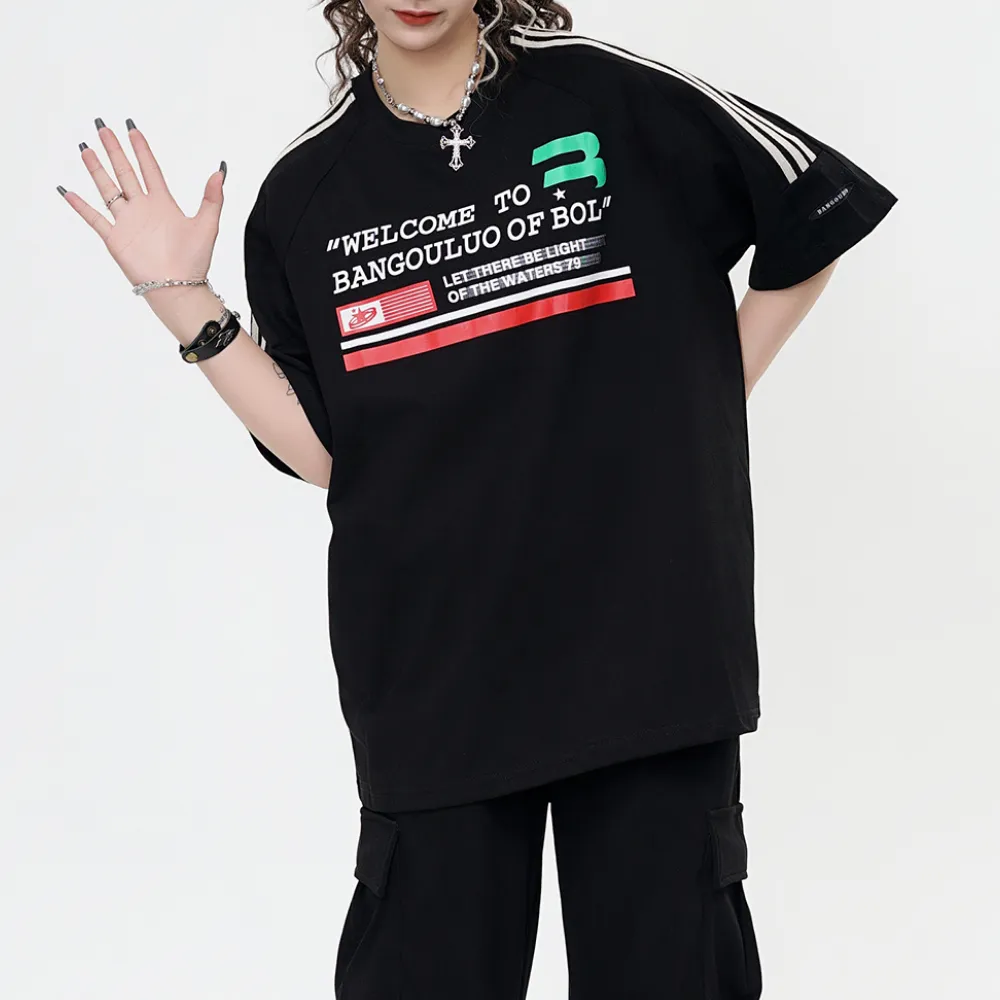 High Street Striped Letter T-Shirt