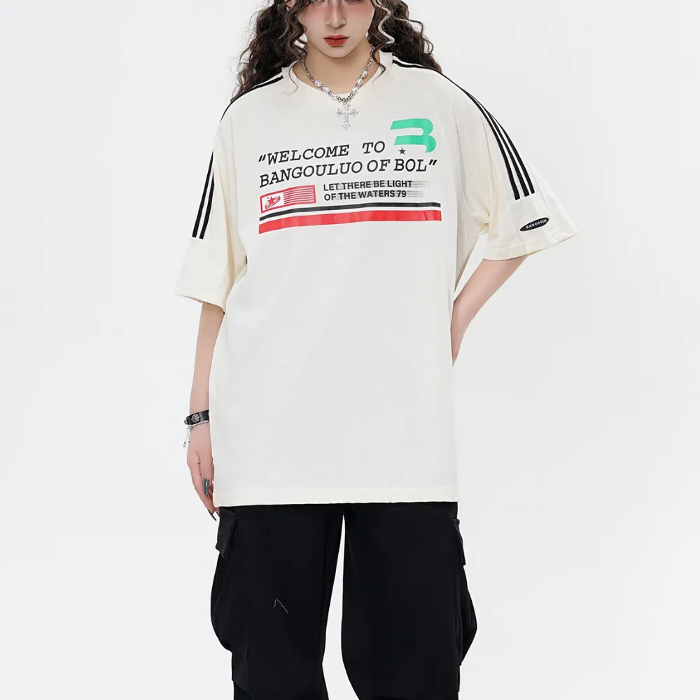 High Street Striped Letter T-Shirt
