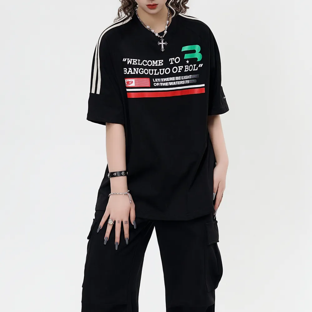 High Street Striped Letter T-Shirt