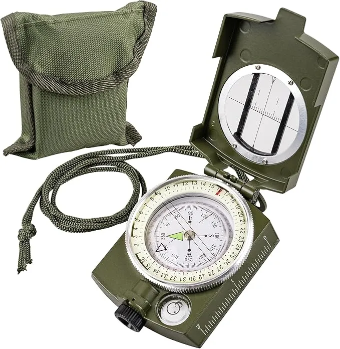 Hiking Compass for Survival with– Waterproof Durable and Pocket-SizedTactical Survival Compass with Lanyard & Pouch for Expedition Map Reading, Navigation