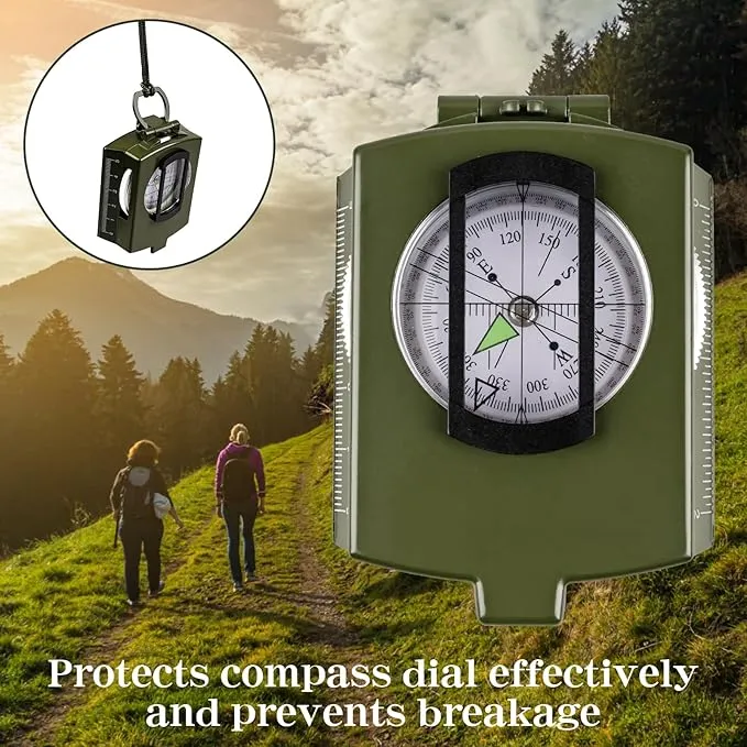 Hiking Compass for Survival with– Waterproof Durable and Pocket-SizedTactical Survival Compass with Lanyard & Pouch for Expedition Map Reading, Navigation