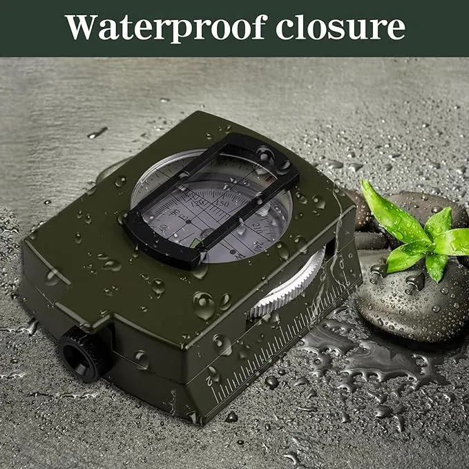 Hiking Compass for Survival with– Waterproof Durable and Pocket-SizedTactical Survival Compass with Lanyard & Pouch for Expedition Map Reading, Navigation