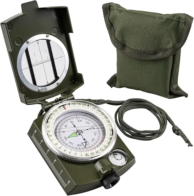 Hiking Compass for Survival with– Waterproof Durable and Pocket-SizedTactical Survival Compass with Lanyard & Pouch for Expedition Map Reading, Navigation