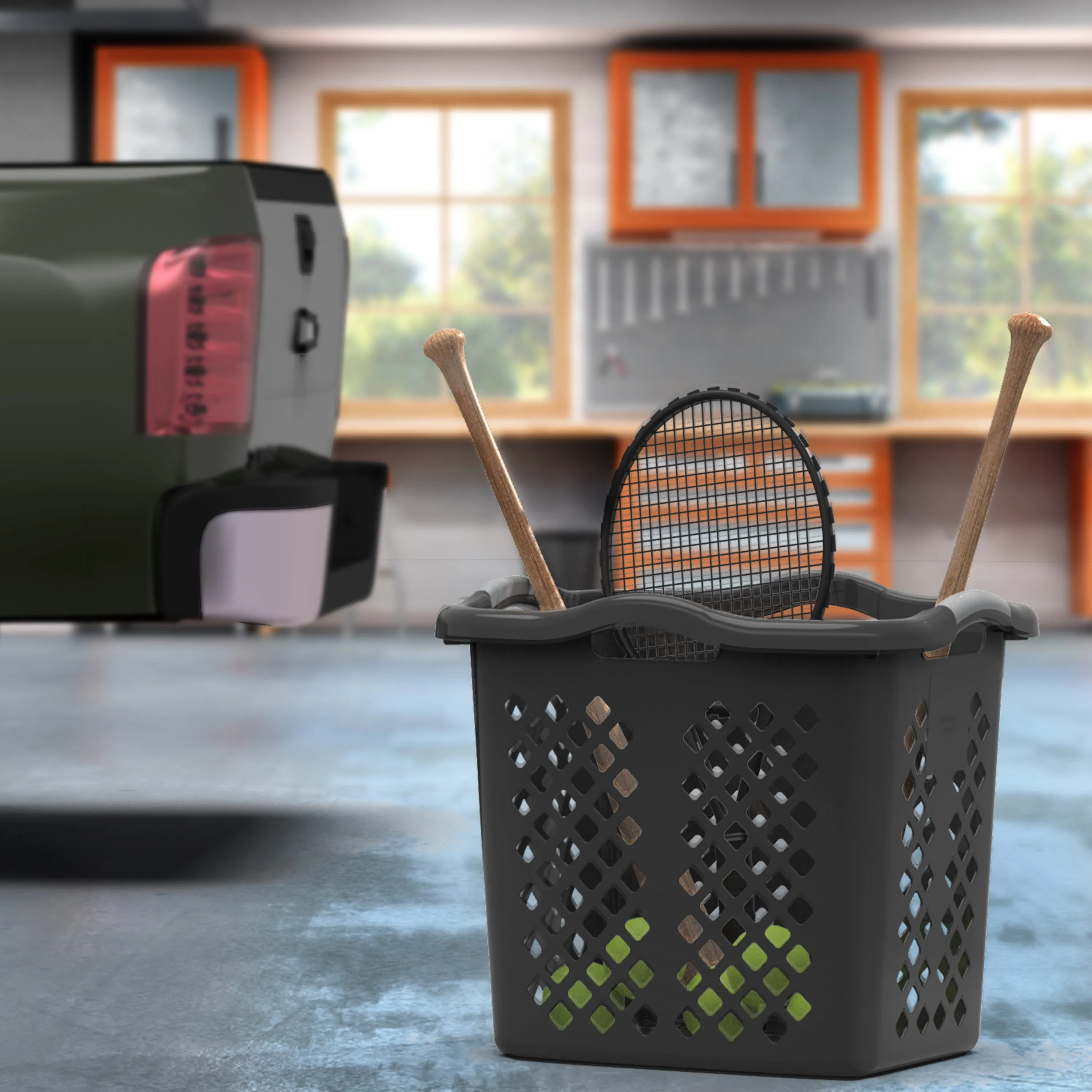 Home Logic 2 Bushel Lamper Plastic Laundry Basket with Silver Handles, Black