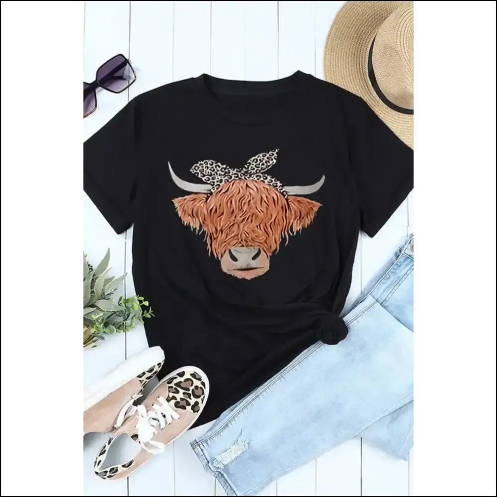 Howdy, Partner! Black Cowgirl Graphic Tee: Yeehaw !