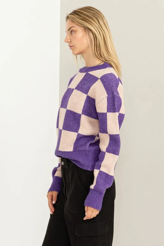 HYFVE Weekend Chills Checkered Long Sleeve Sweater