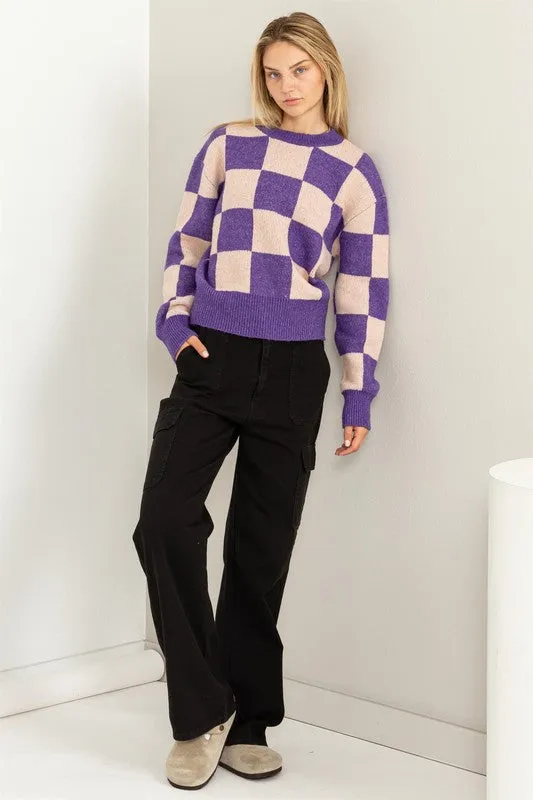 HYFVE Weekend Chills Checkered Long Sleeve Sweater