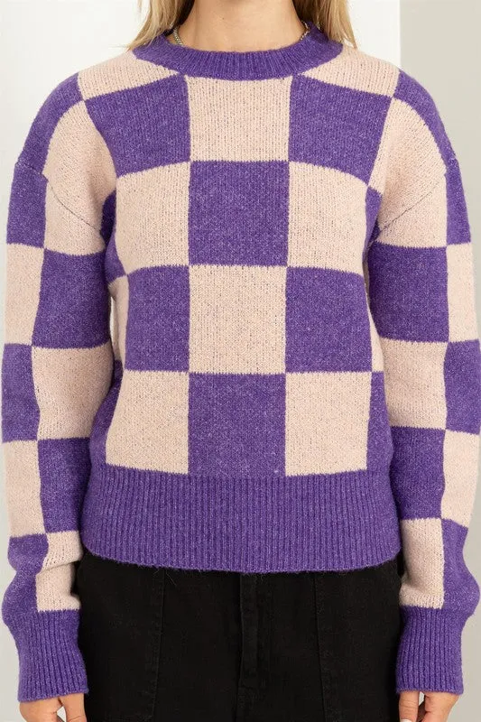 HYFVE Weekend Chills Checkered Long Sleeve Sweater
