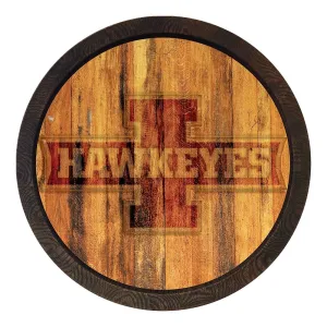 Iowa Hawkeyes: Block I - Weathered "Faux" Barrel Top Sign