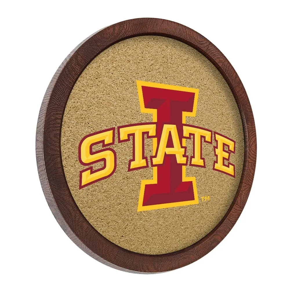 Iowa State Cyclones: "Faux" Barrel Framed Cork Board
