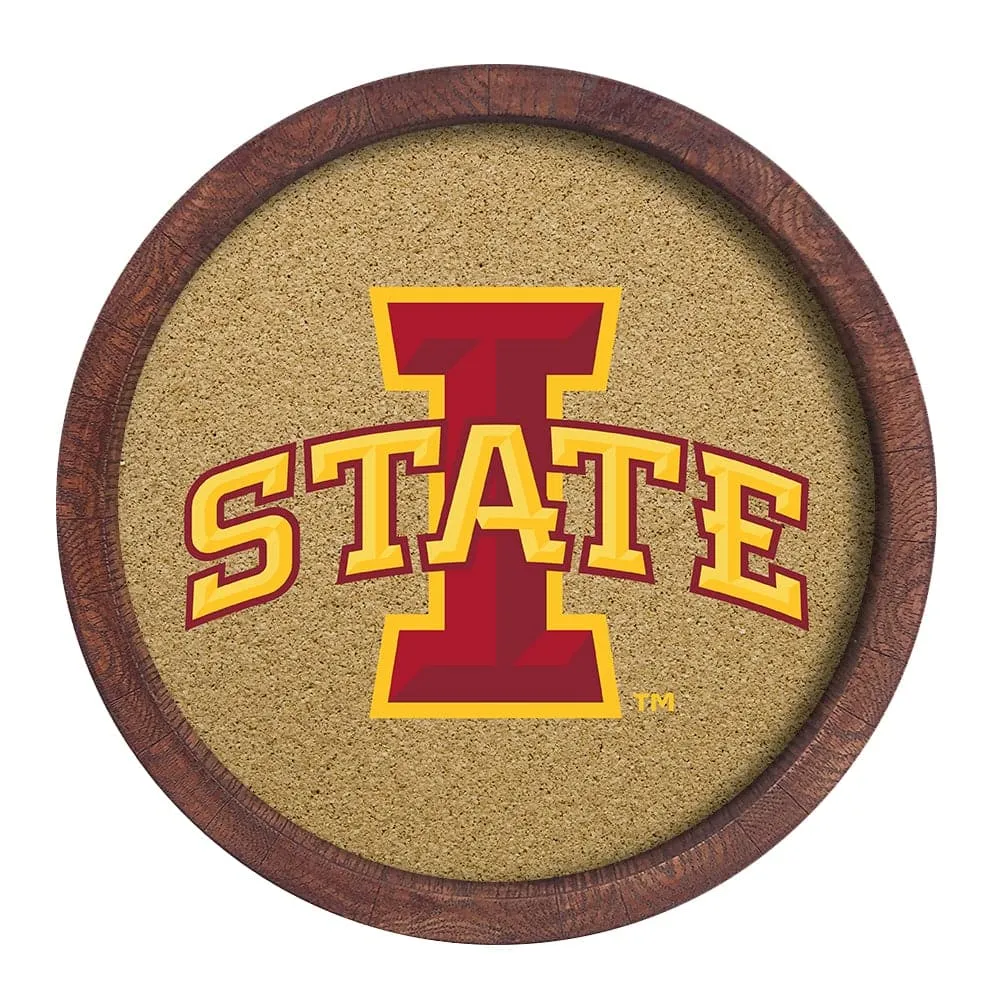 Iowa State Cyclones: "Faux" Barrel Framed Cork Board