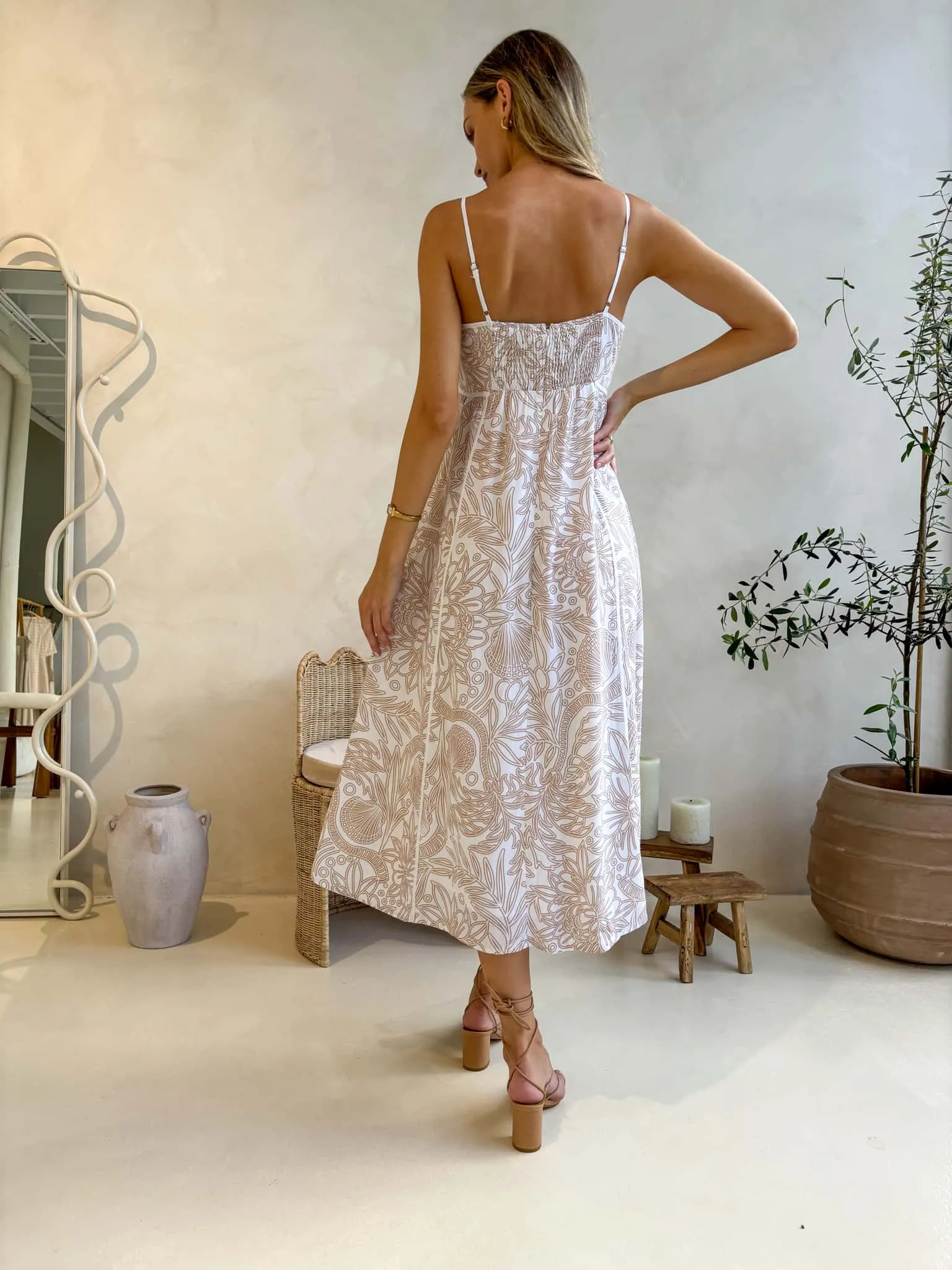 ISABELLA MIDI DRESS - IN  COASTAL DRIFTER PRINT