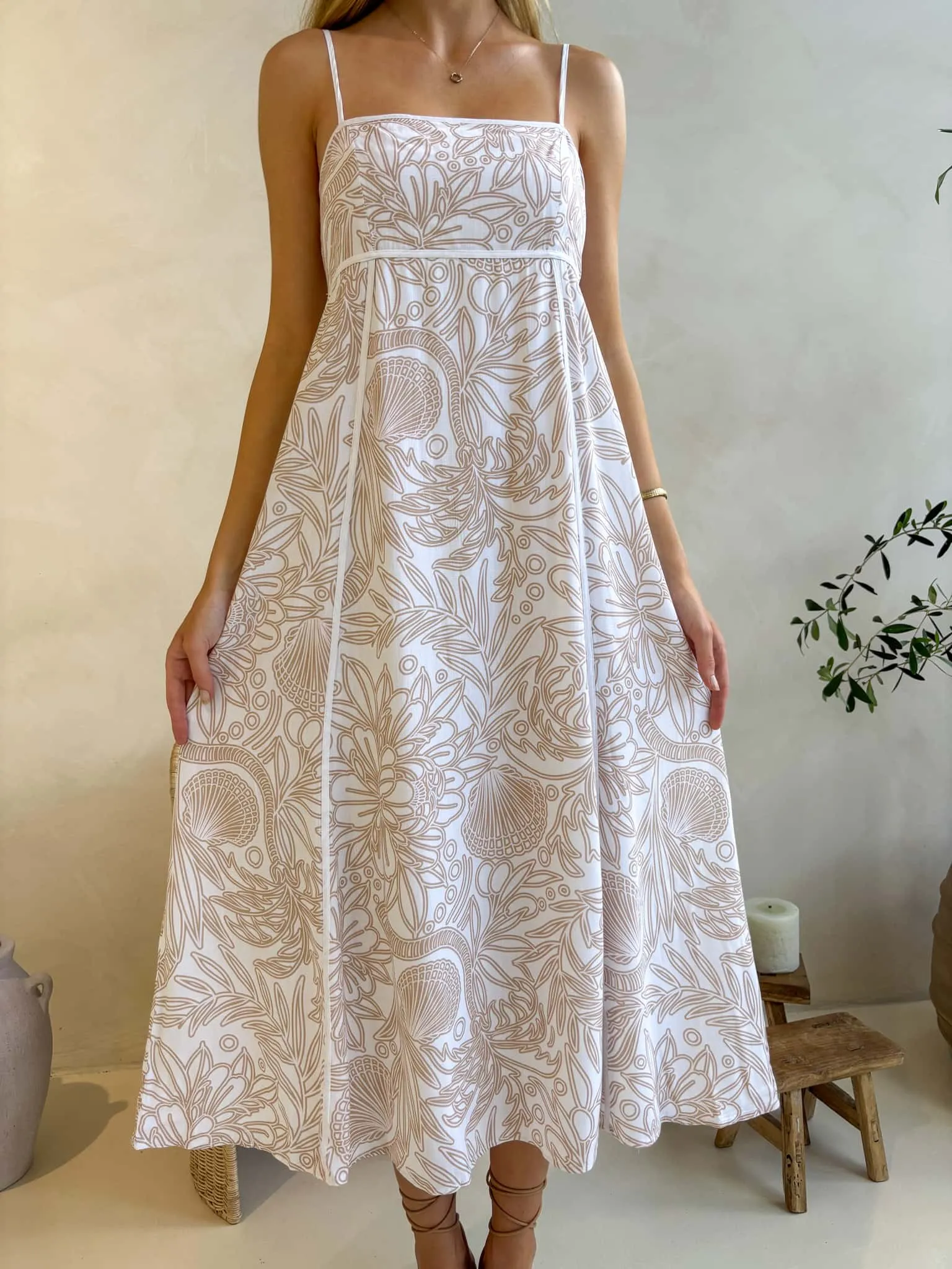 ISABELLA MIDI DRESS - IN  COASTAL DRIFTER PRINT