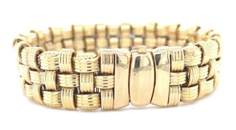 Italian Basketweave Bracelet in 14k Yellow Gold