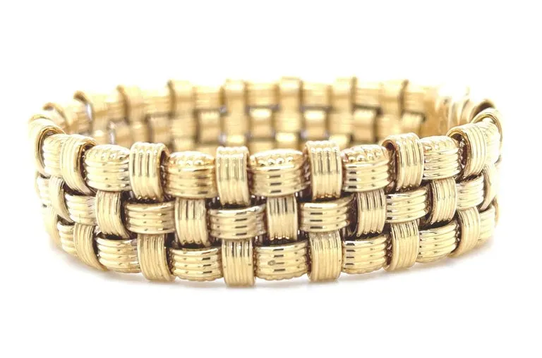 Italian Basketweave Bracelet in 14k Yellow Gold