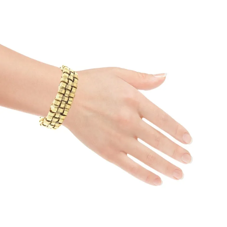 Italian Basketweave Bracelet in 14k Yellow Gold