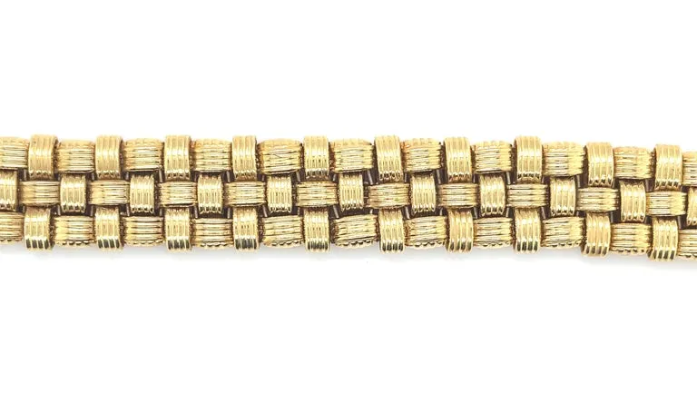 Italian Basketweave Bracelet in 14k Yellow Gold
