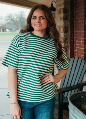 Ivory/Green Oversized Stripe Tee TBT880
