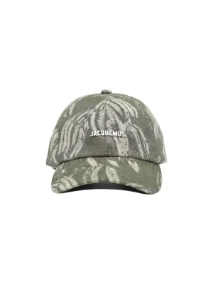 Jacquemus La Casquette Gadjo Cap in Jacquard Banana Logo Khaki