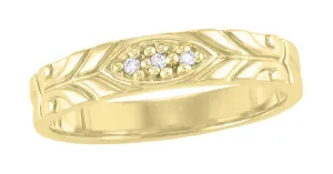 Jadan 1950's Vintage Design Gent's Diamond Wedding Band in Yellow Gold