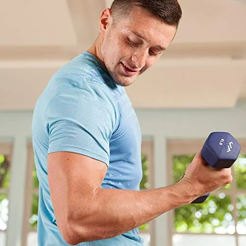 j/fit Dumbbell Set w/Durable Rack | Solid Design | Double Neoprene Coated Workout Weights Non-Chip and Flake | Dumbbells Sets For Gyms, Pilates, MMA, Training, Schools, Rehabilitation Centers