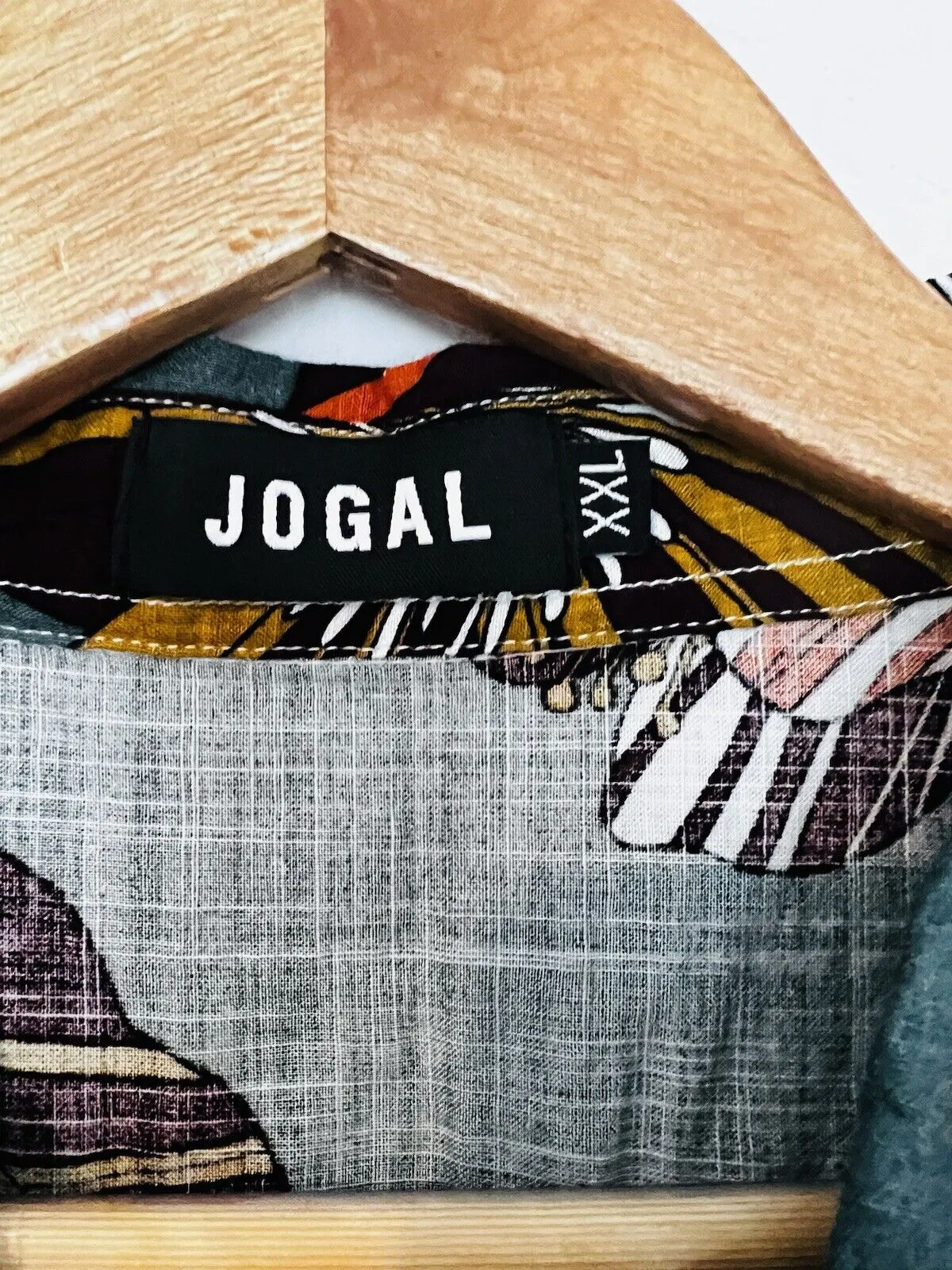 JOGAL Floral Cotton Viscose Hawaiian Shirt Sz 2XL Green Resort Travel Summer