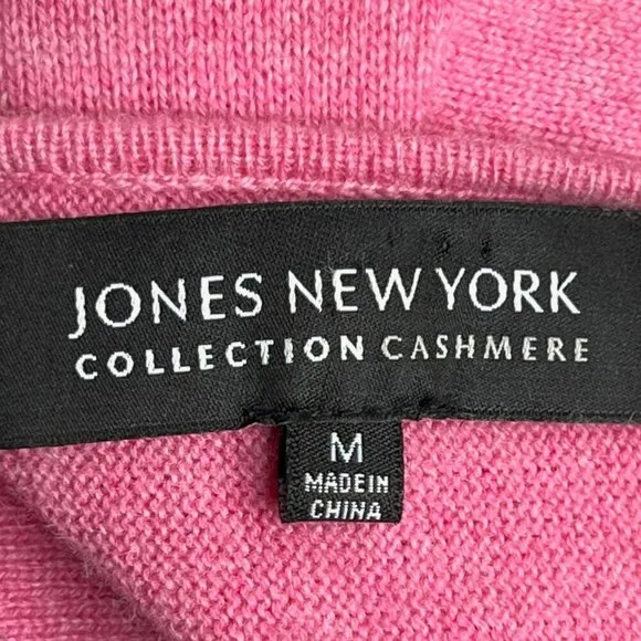 JONES NEW YORK Pink V Neck Cashmere Sweater M