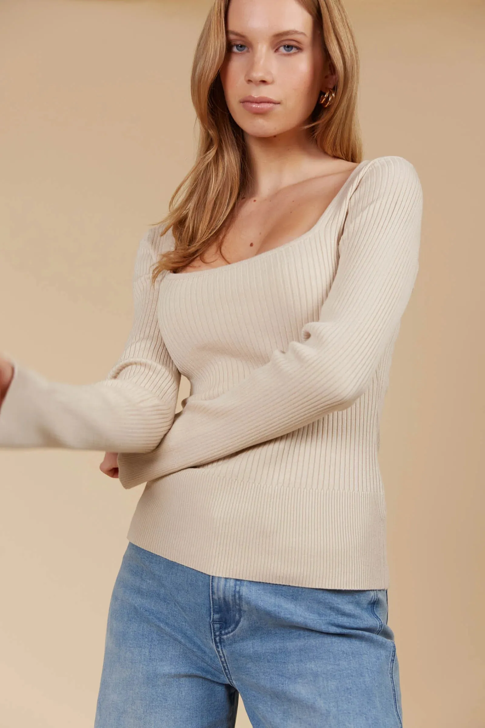 Juno Square Neck Top - Canvas