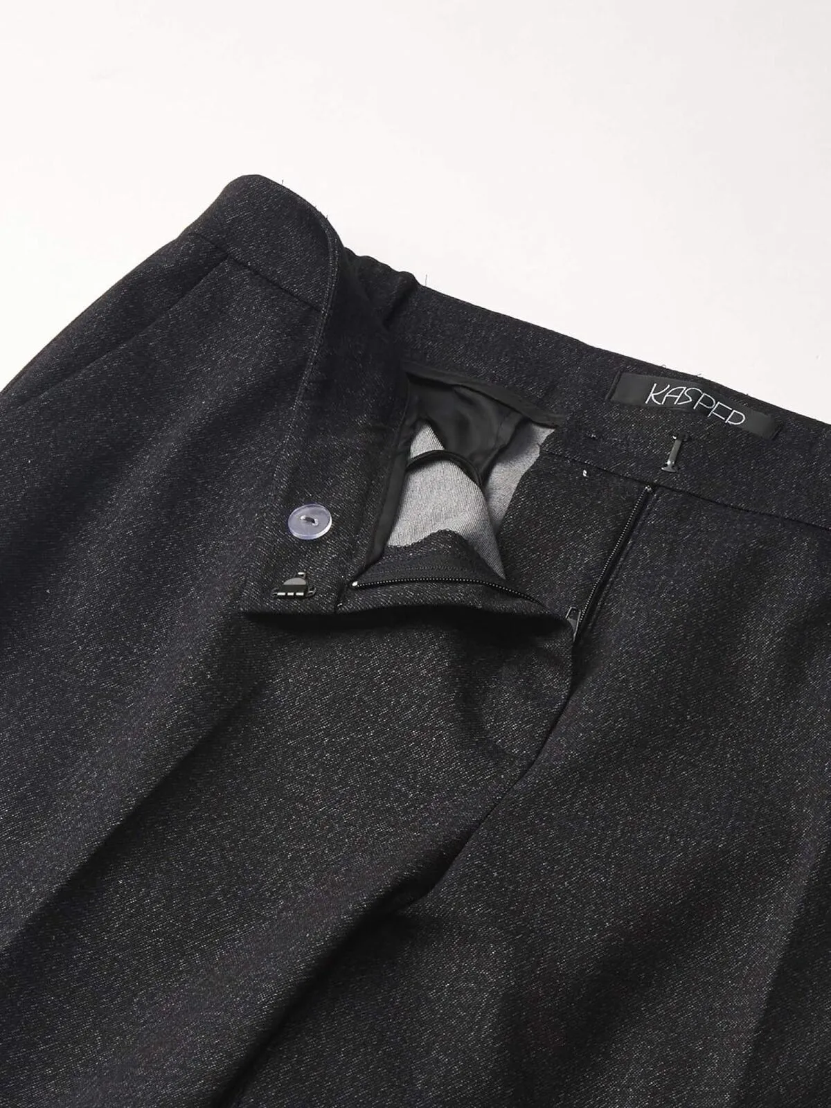 Kasper Women's Petite Elastic Back Pant 10788577 Charcoal Gray Black 10P