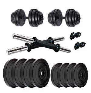 Kore PVC-Dm 16 Home Gym Dumbbells Kit (20 Kg, 3Kg X 4 Plates   2Kg X 4 Plates), Black
