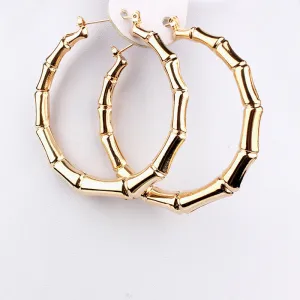Ladies Trendy Classic Fashion Large Bamboo Hoop Earrings