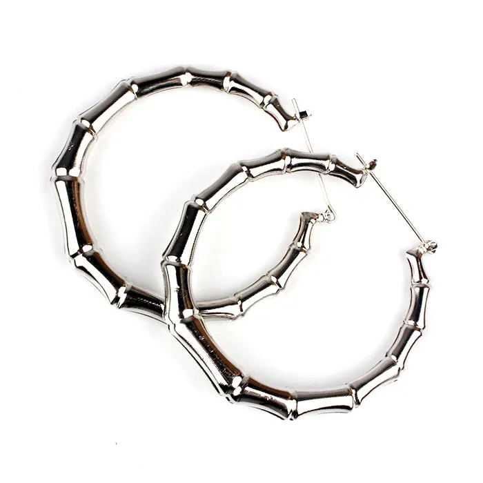 Ladies Trendy Classic Fashion Large Bamboo Hoop Earrings