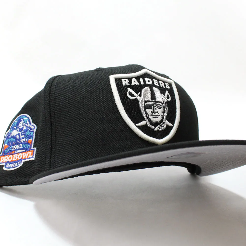 Las Vegas Raiders 1983 PRO BOWL New Era 59Fifty Fitted Hat (Glow in the Dark Logo Gray Under Brim)
