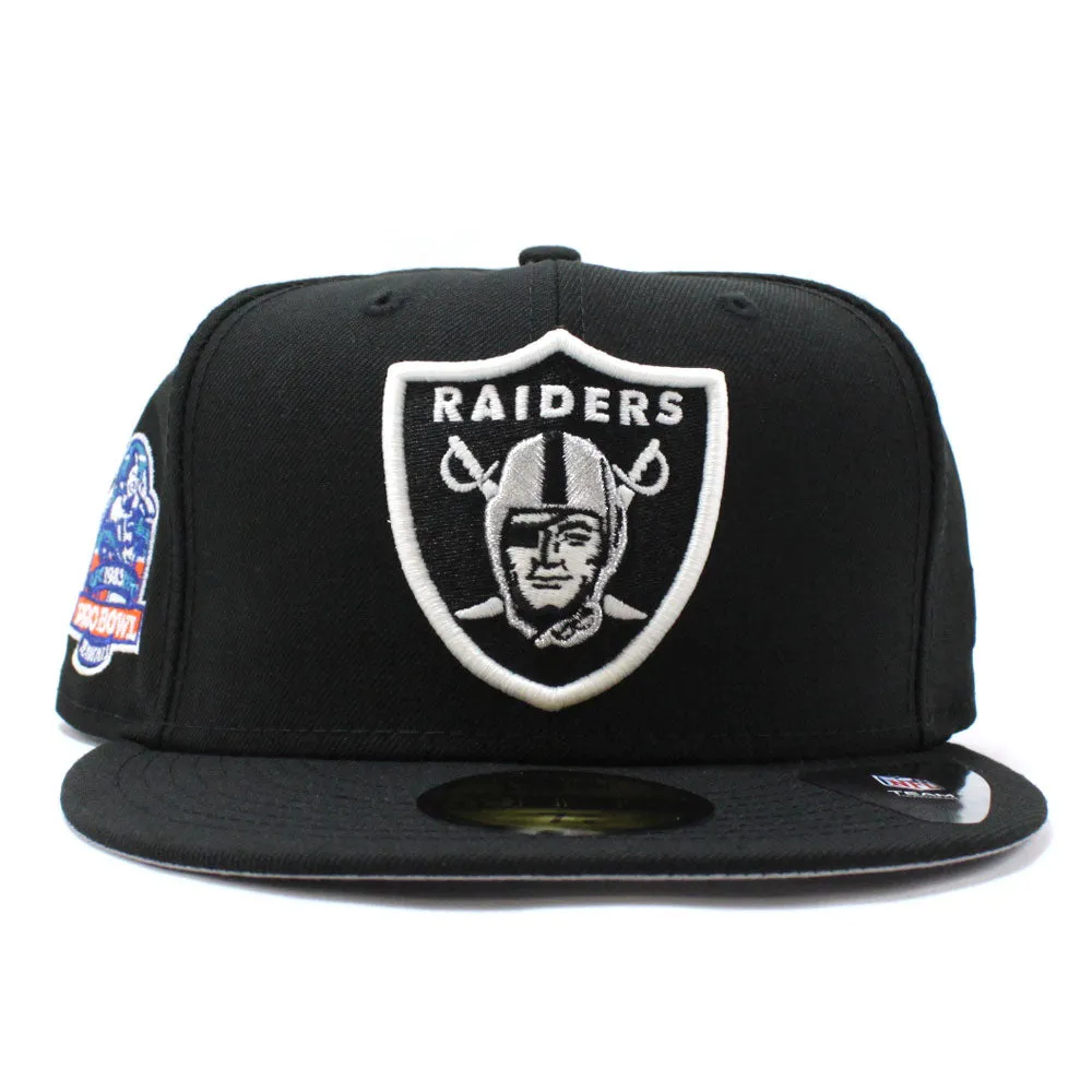 Las Vegas Raiders 1983 PRO BOWL New Era 59Fifty Fitted Hat (Glow in the Dark Logo Gray Under Brim)