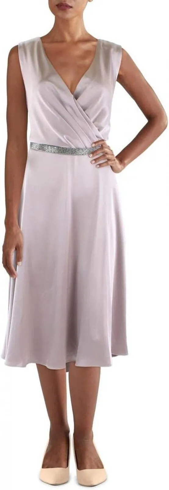 Lauren Ralph Lauren Satin Sleeveless Cocktail and Party Dress Purple Dove 4