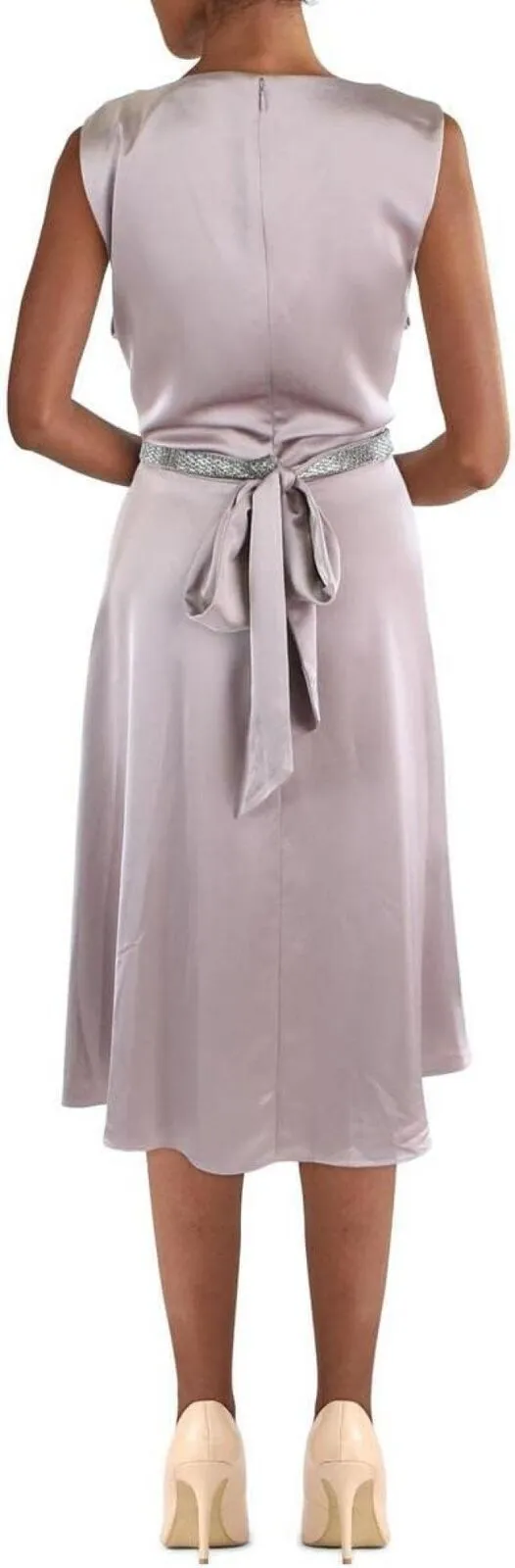 Lauren Ralph Lauren Satin Sleeveless Cocktail and Party Dress Purple Dove 4