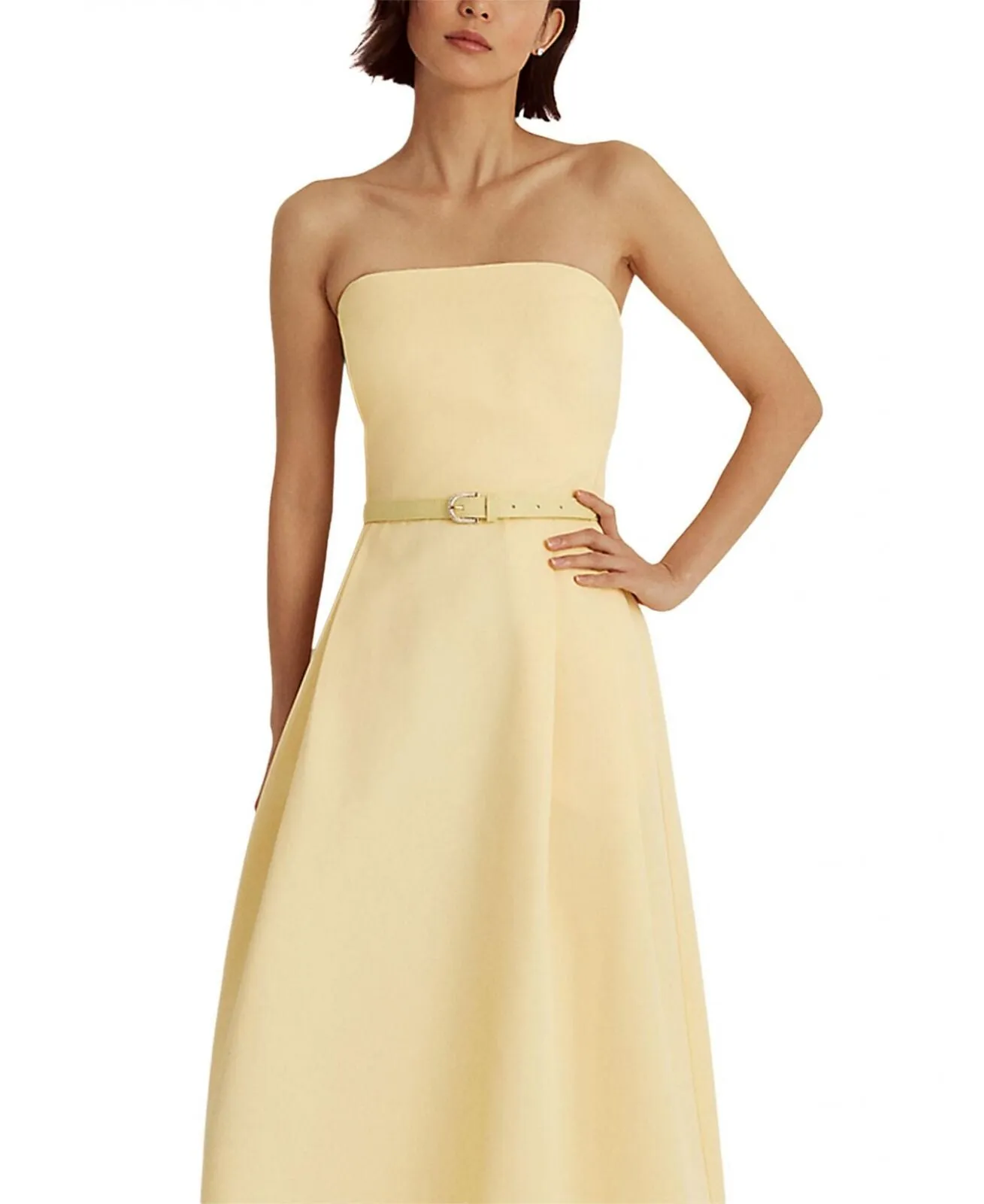 Lauren Ralph Lauren Womens Zippered Strapless Midi Party Fit   Flare Dress
