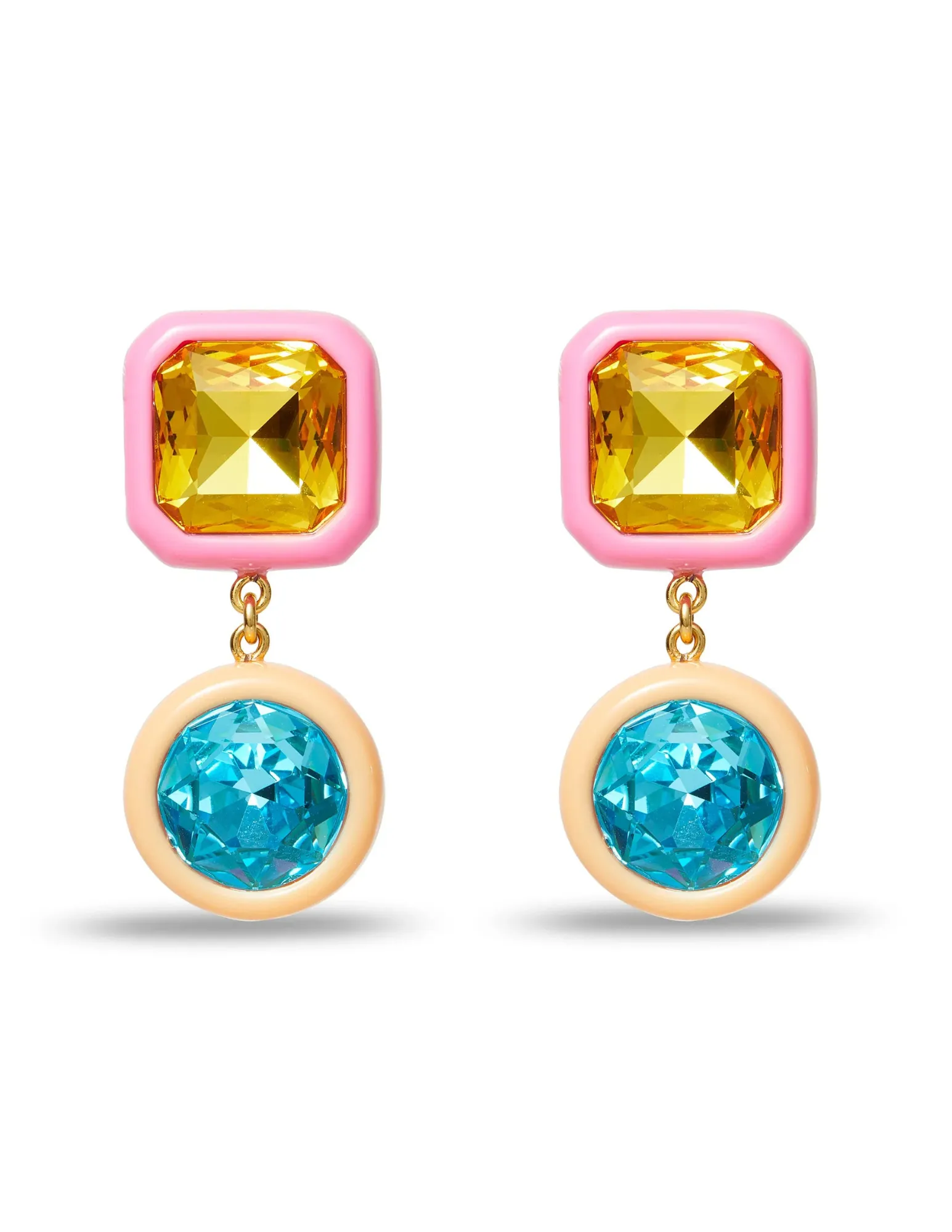 Lele Sadoughi Pop Pink Gem Drop Earrings