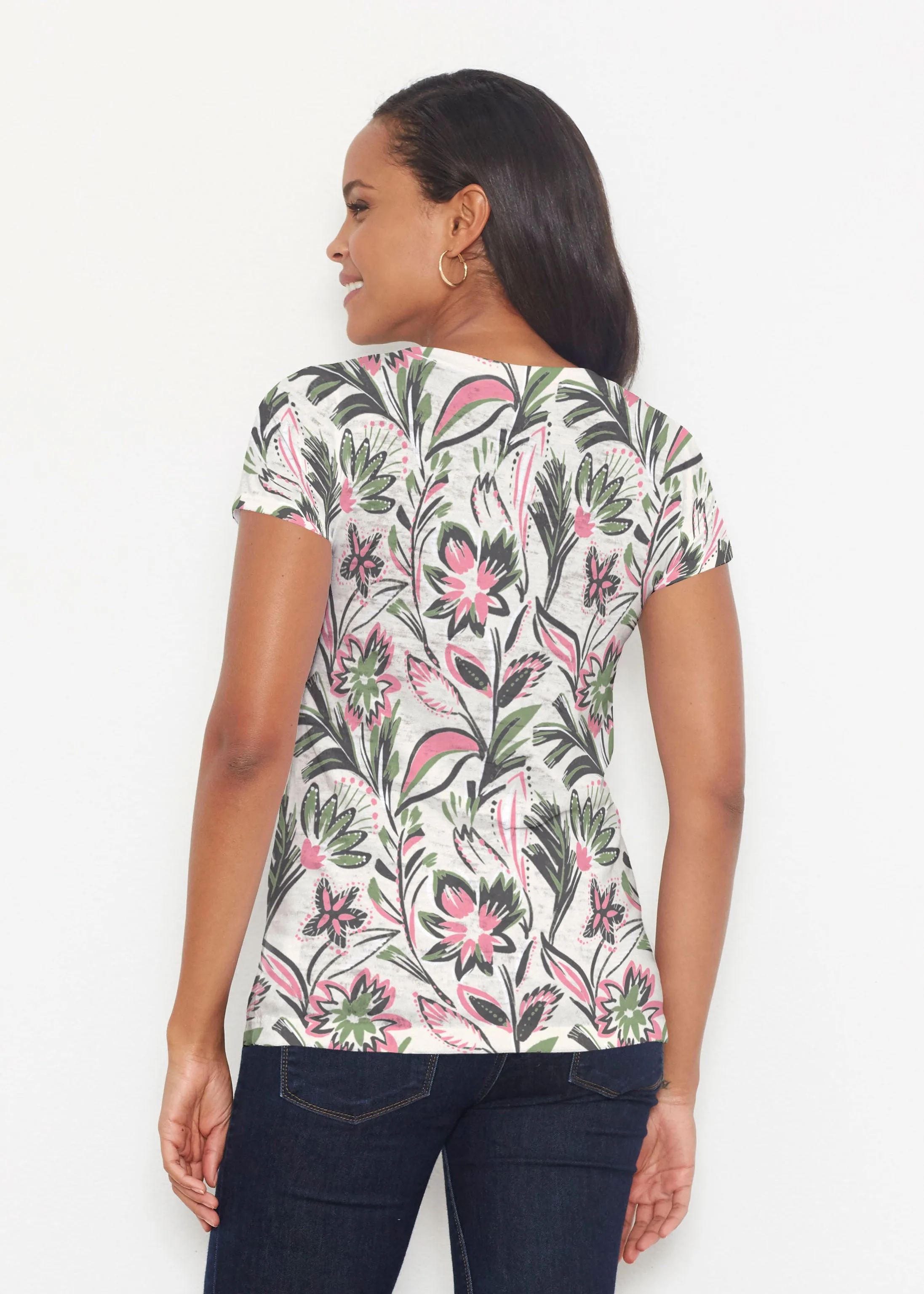 Leopard Bouquet (8019) ~ Short Sleeve Scoop Shirt