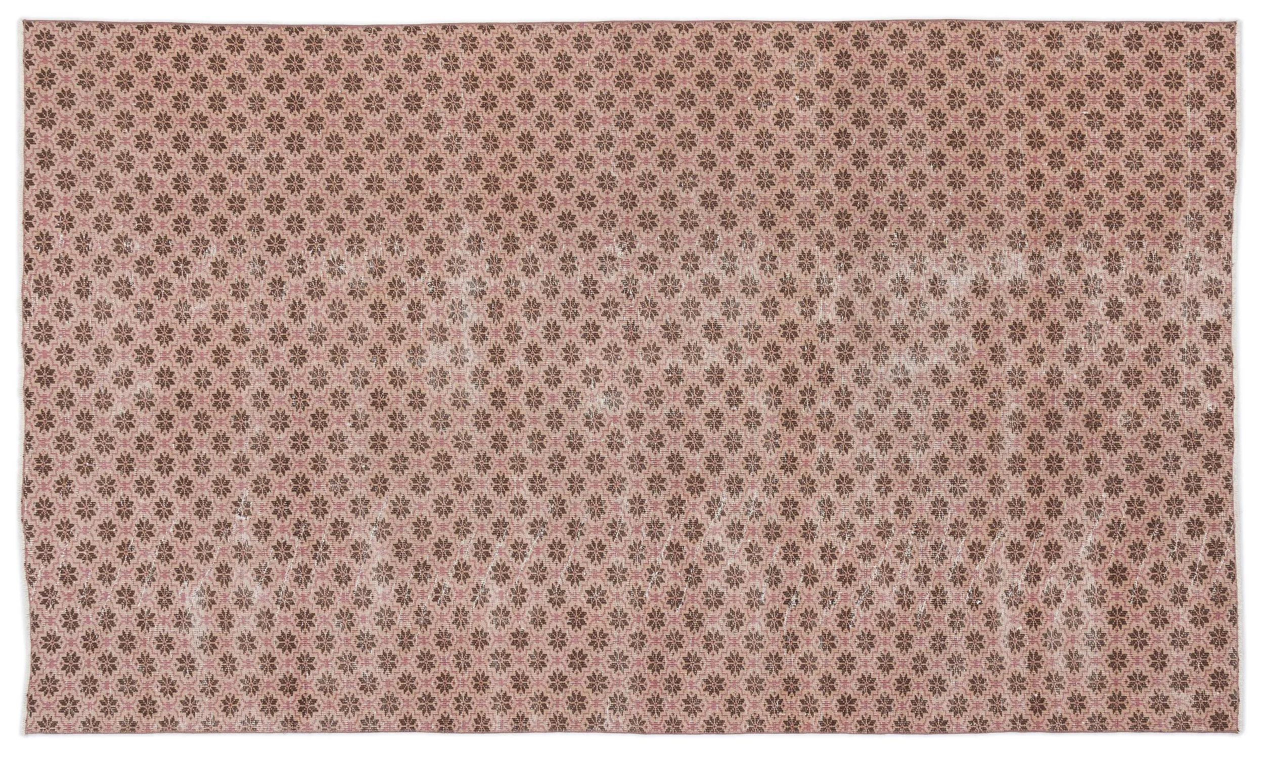 Light Pink Over Dyed Rug | Retro Rug | Turkish Rug | Hand Weaving Rug  | Bedroom Rug | Wool Rug | Vintage Rug | Patterned Rug | Striped Rug | Naturel Rug | Office Rug | Boho Rug I 5'10'' x 9'9'' ft 178 x 298 cm