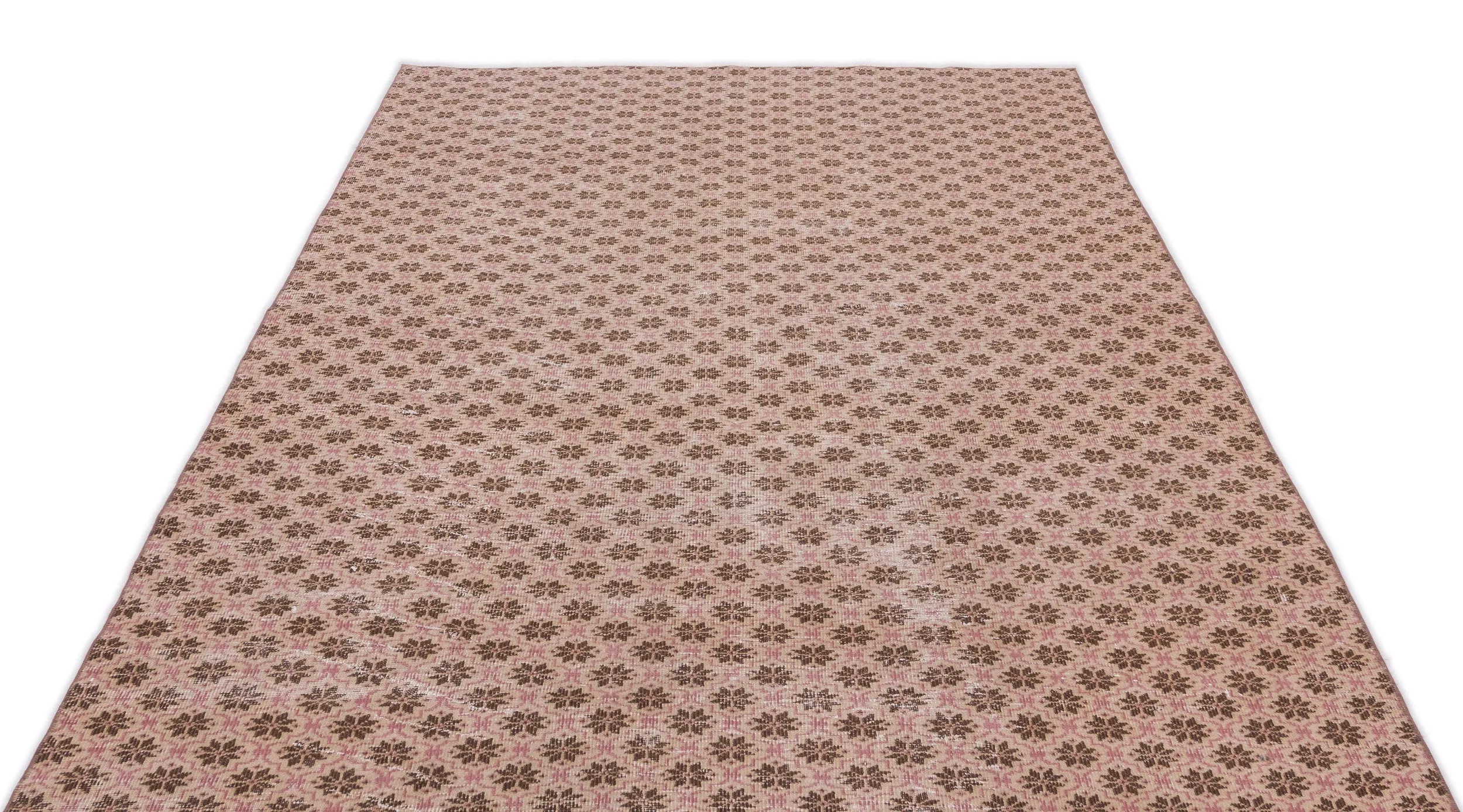 Light Pink Over Dyed Rug | Retro Rug | Turkish Rug | Hand Weaving Rug  | Bedroom Rug | Wool Rug | Vintage Rug | Patterned Rug | Striped Rug | Naturel Rug | Office Rug | Boho Rug I 5'10'' x 9'9'' ft 178 x 298 cm