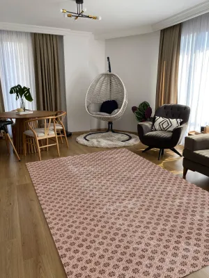 Light Pink Over Dyed Rug | Retro Rug | Turkish Rug | Hand Weaving Rug  | Bedroom Rug | Wool Rug | Vintage Rug | Patterned Rug | Striped Rug | Naturel Rug | Office Rug | Boho Rug I 5'10'' x 9'9'' ft 178 x 298 cm