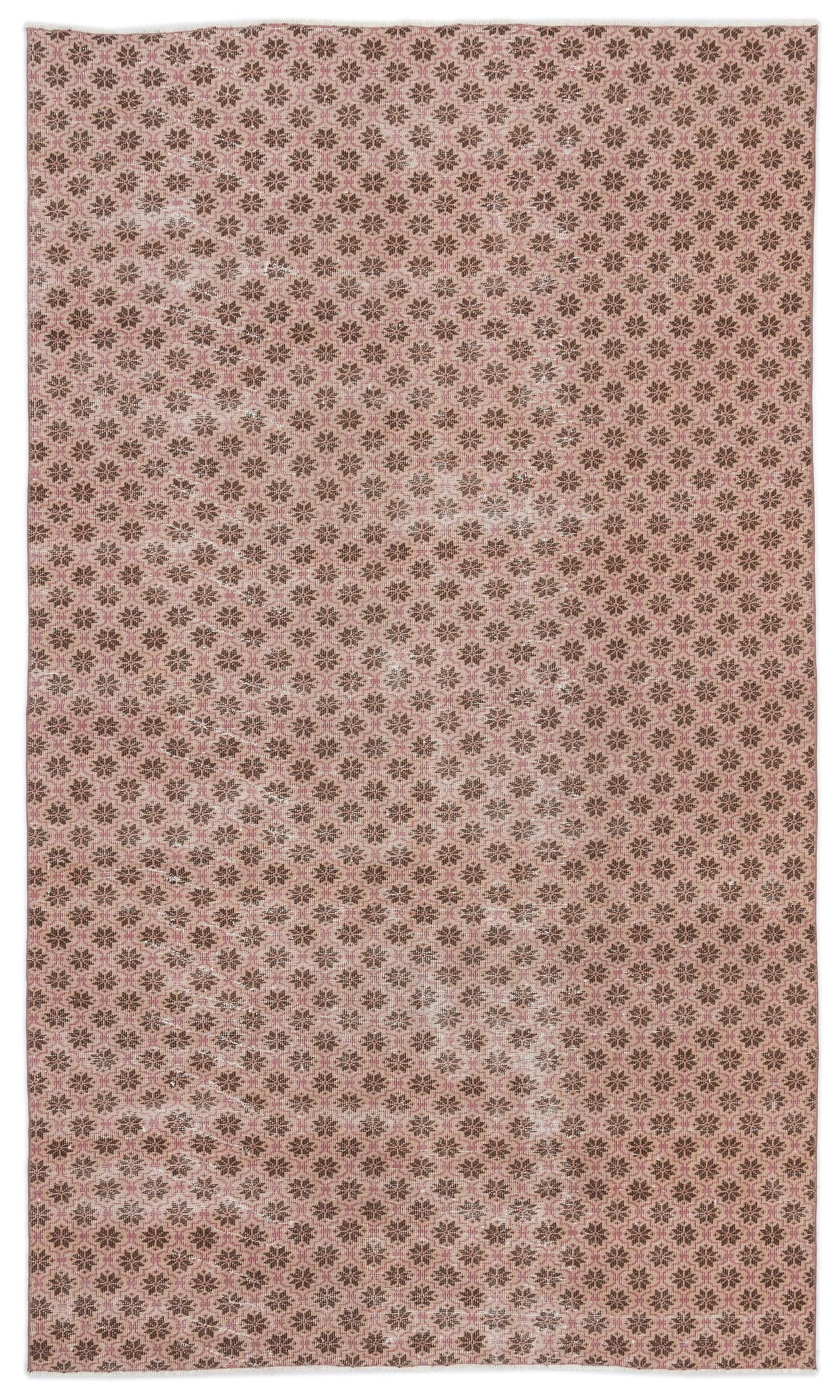 Light Pink Over Dyed Rug | Retro Rug | Turkish Rug | Hand Weaving Rug  | Bedroom Rug | Wool Rug | Vintage Rug | Patterned Rug | Striped Rug | Naturel Rug | Office Rug | Boho Rug I 5'10'' x 9'9'' ft 178 x 298 cm