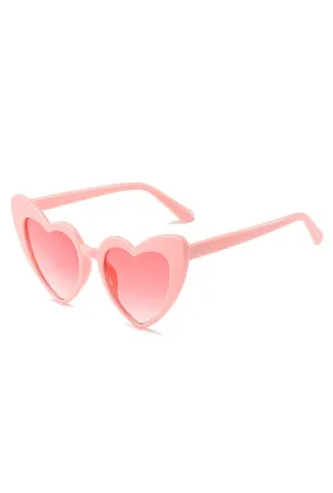 Light Pink Retro Heart Glasses with Pink Lenses