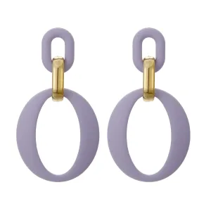 Light Purple Enamel & 18K Gold-Plated Openwork Oval Drop Earrings