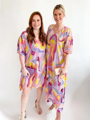 Long Purple Swirl Caftan