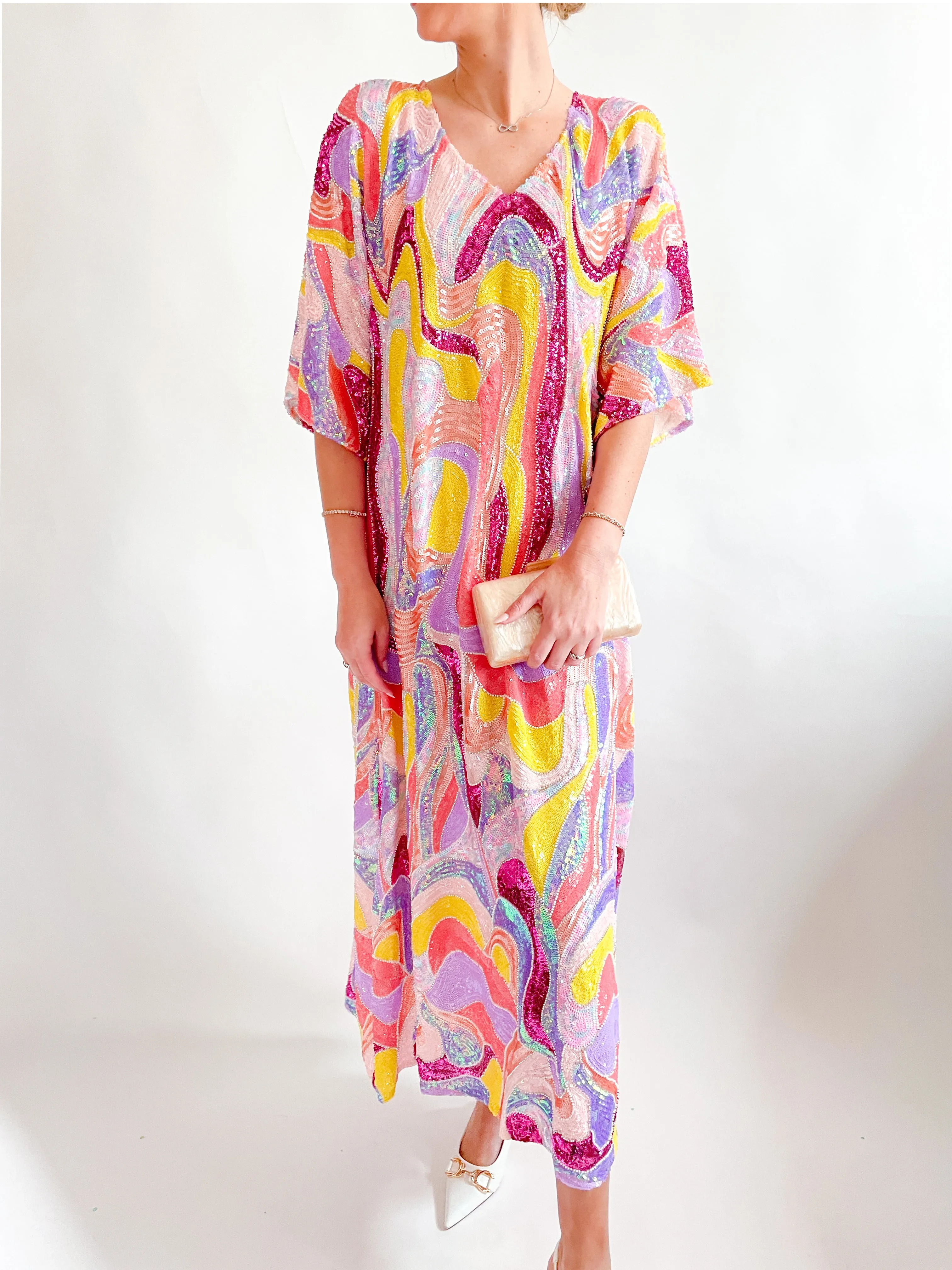 Long Purple Swirl Caftan
