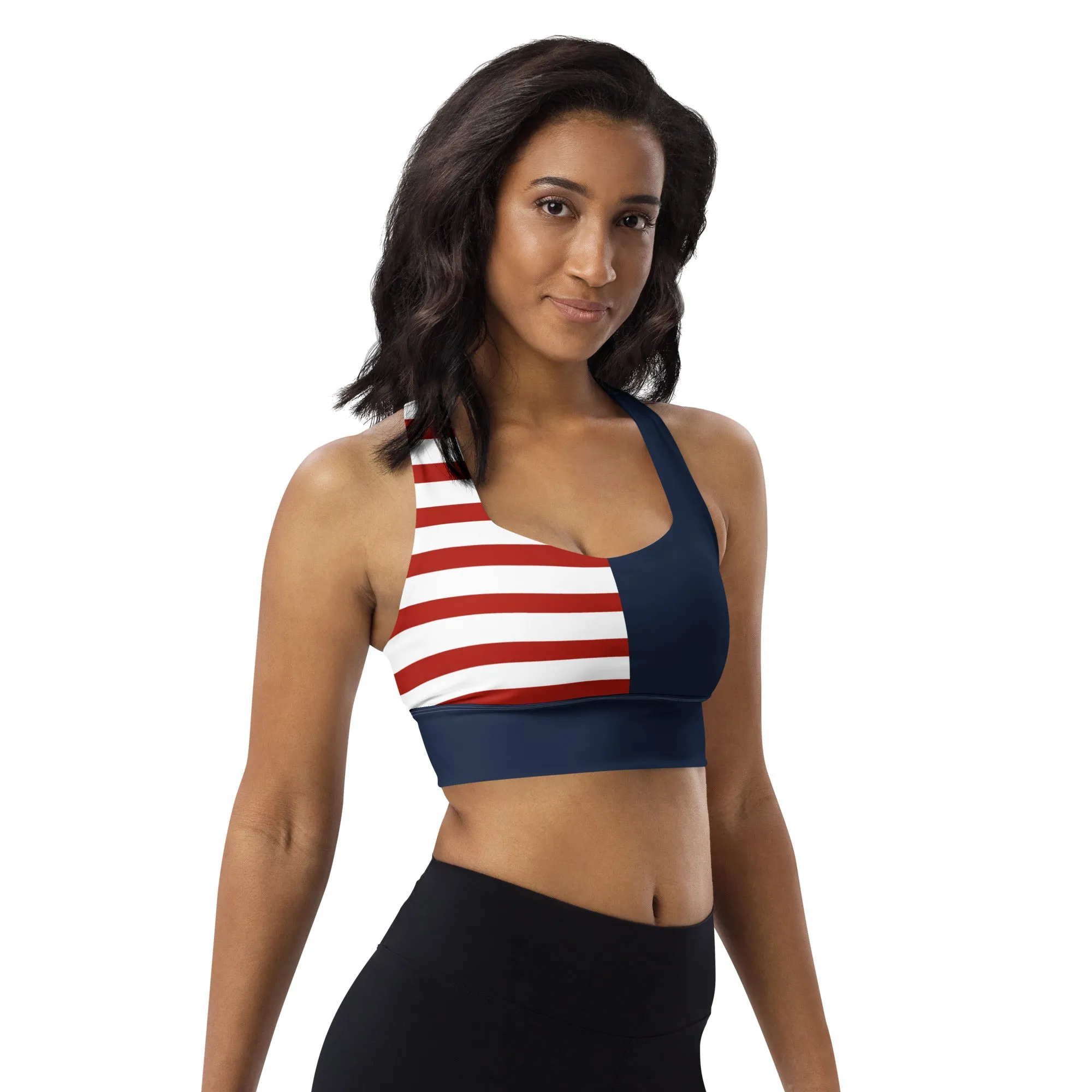 Longline sports bra Red, White and Blue