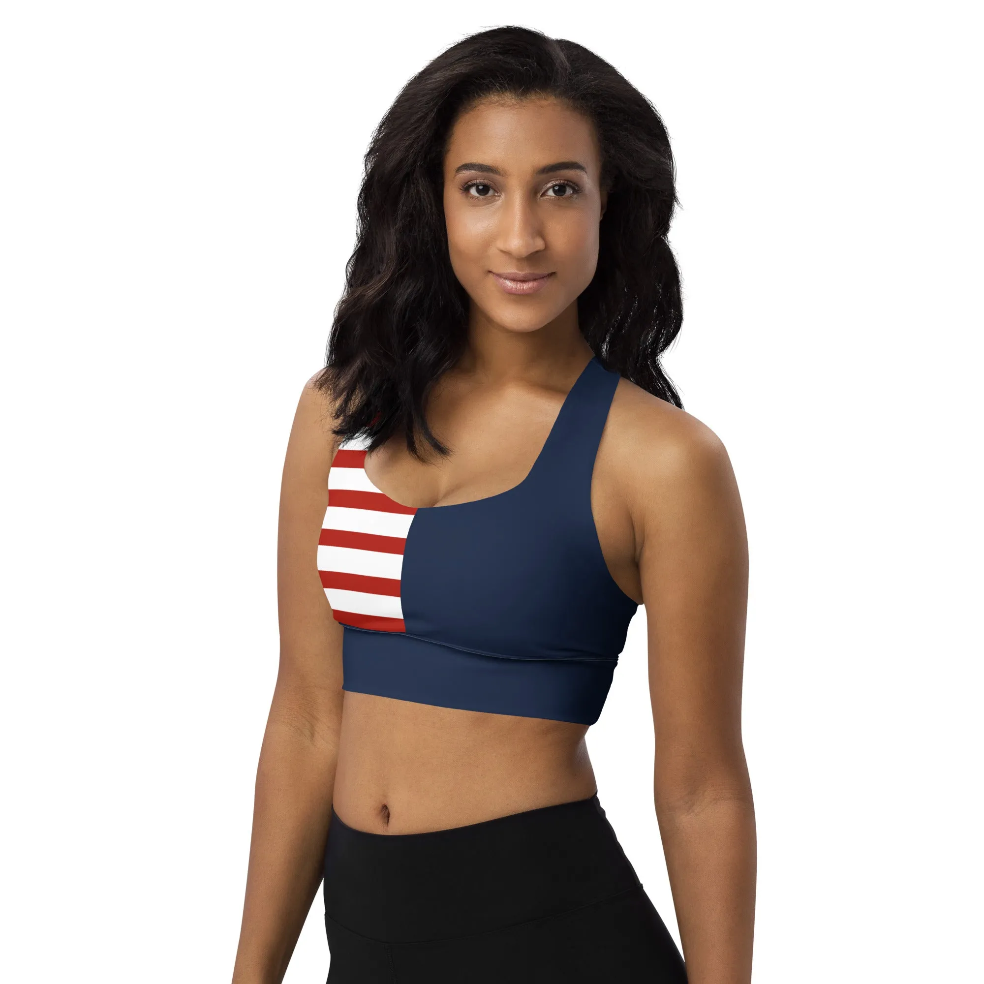 Longline sports bra Red, White and Blue