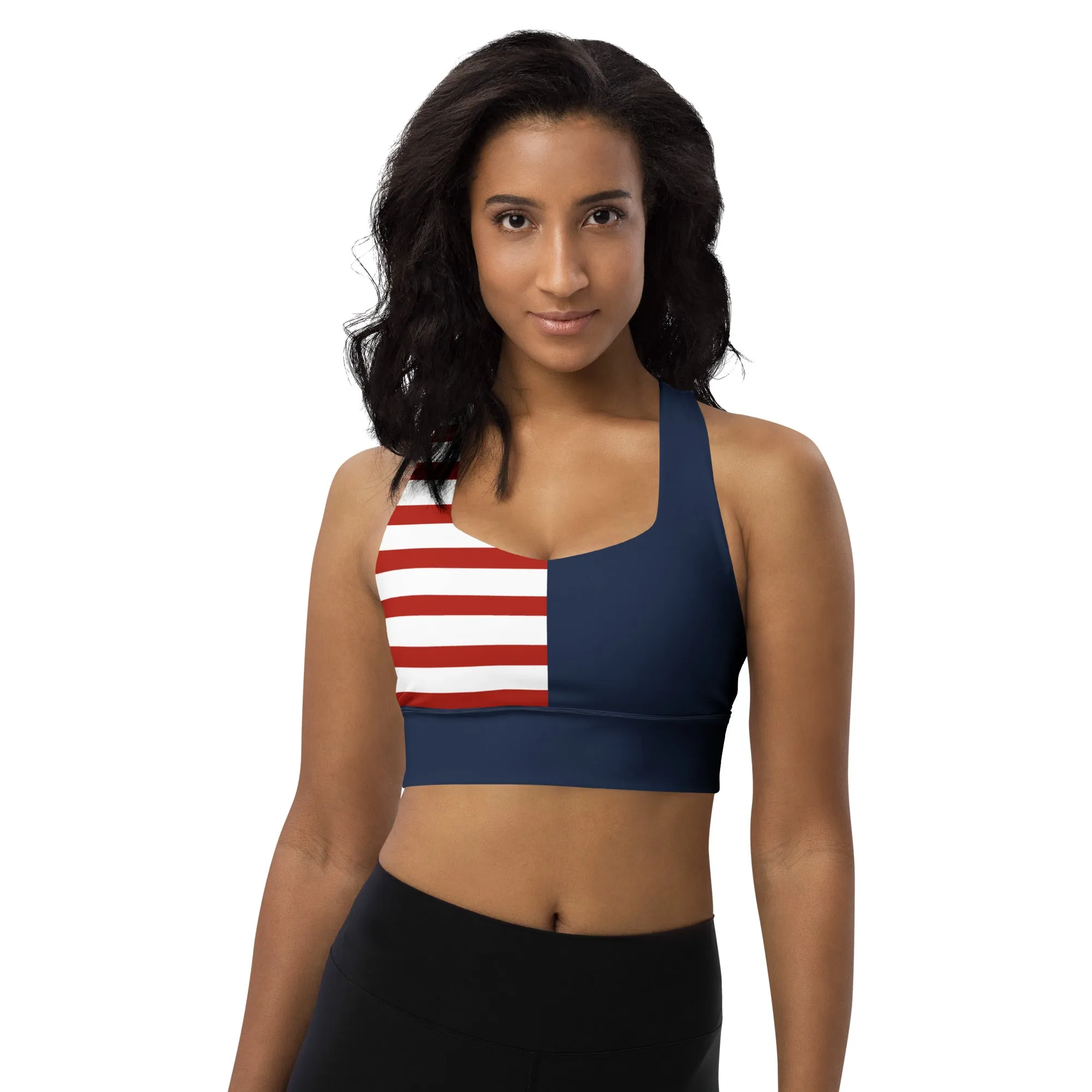 Longline sports bra Red, White and Blue